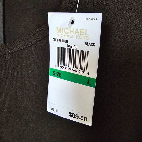 NWT MICHAEL KORS BLACK SCOOP NECK SKATER DRESS SHORT SIZE LARGE - Picture 13 of 16